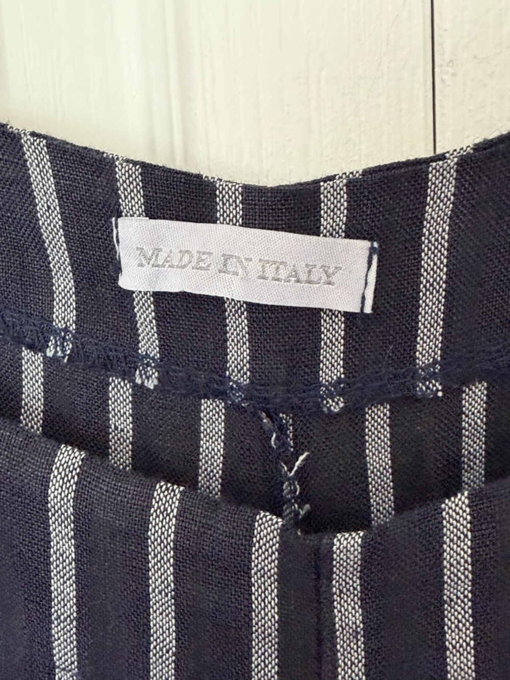 Italian Linen Dark Blue/White Button Overall Oversized Wide Leg Jumpsuit-Sz-S/M - Picture 5 of 16
